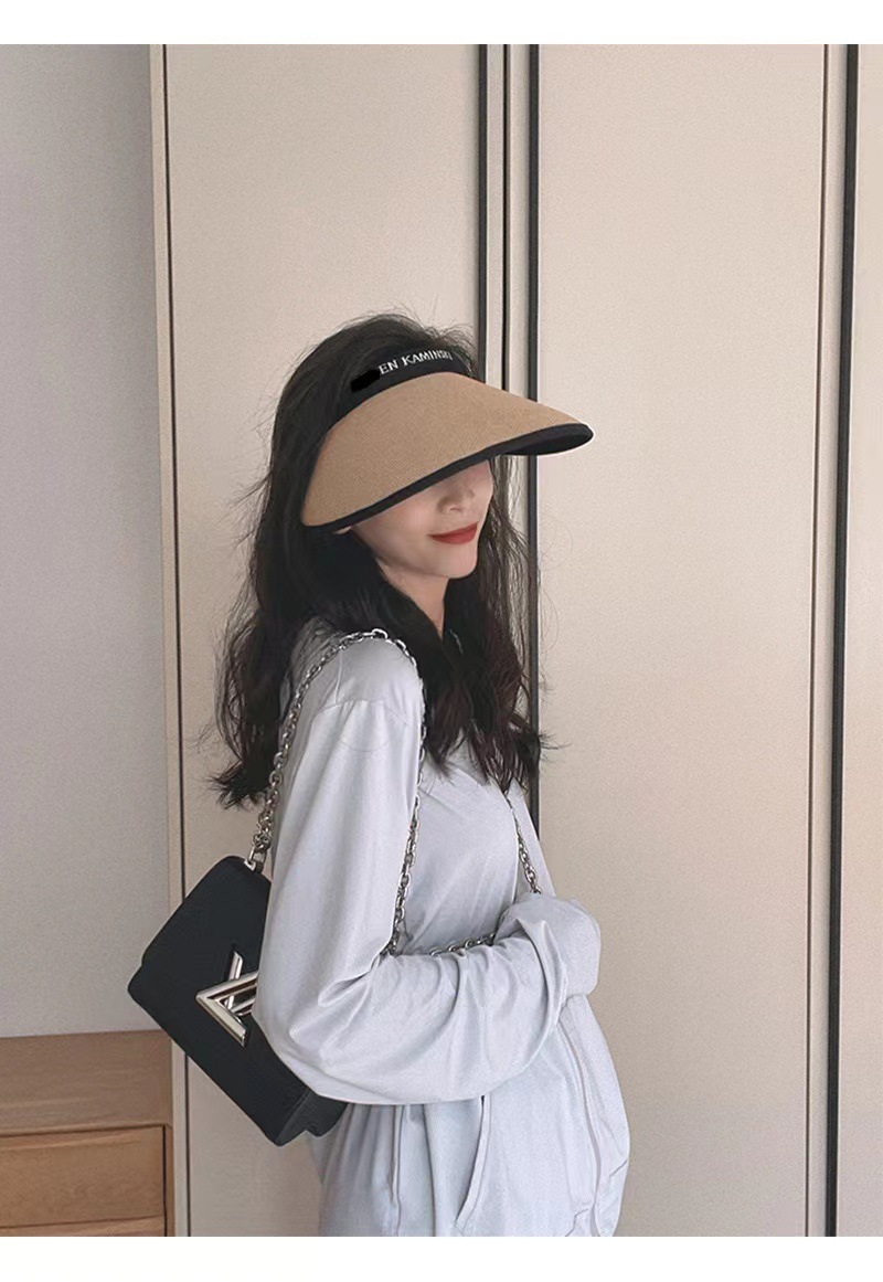 New vinyl sunblock hat Empty top casual straw hat