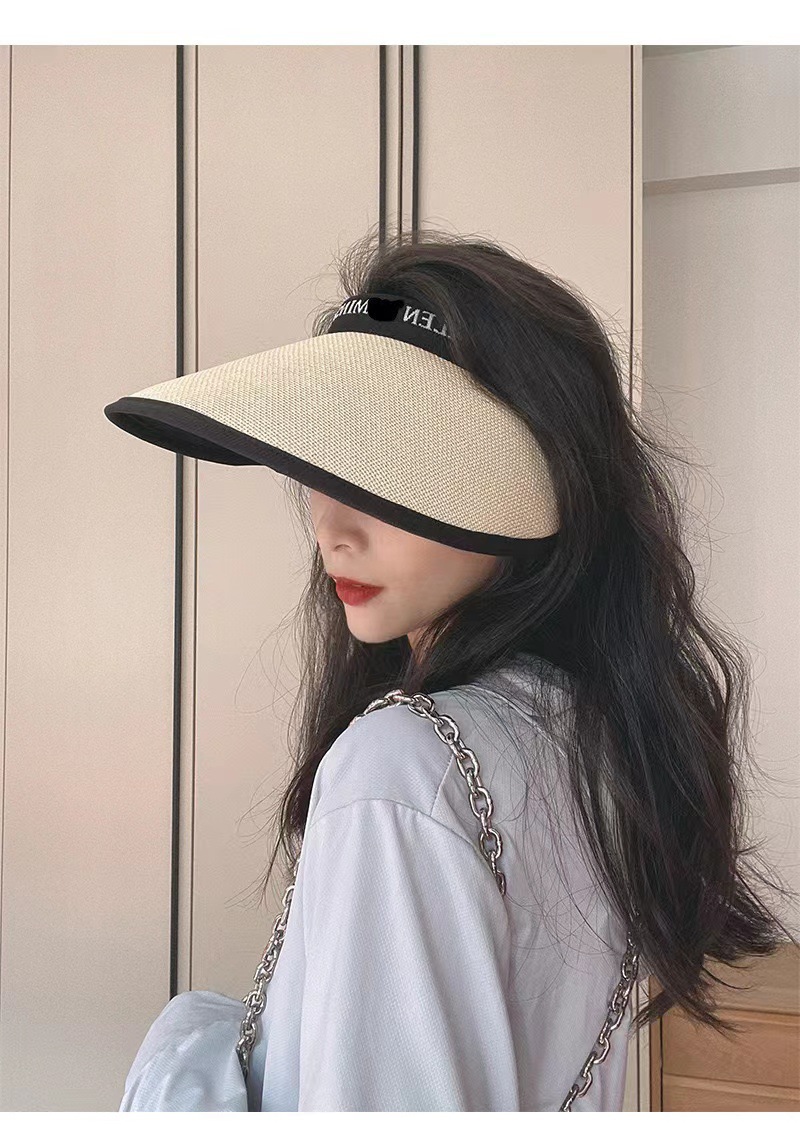 New vinyl sunblock hat Empty top casual straw hat