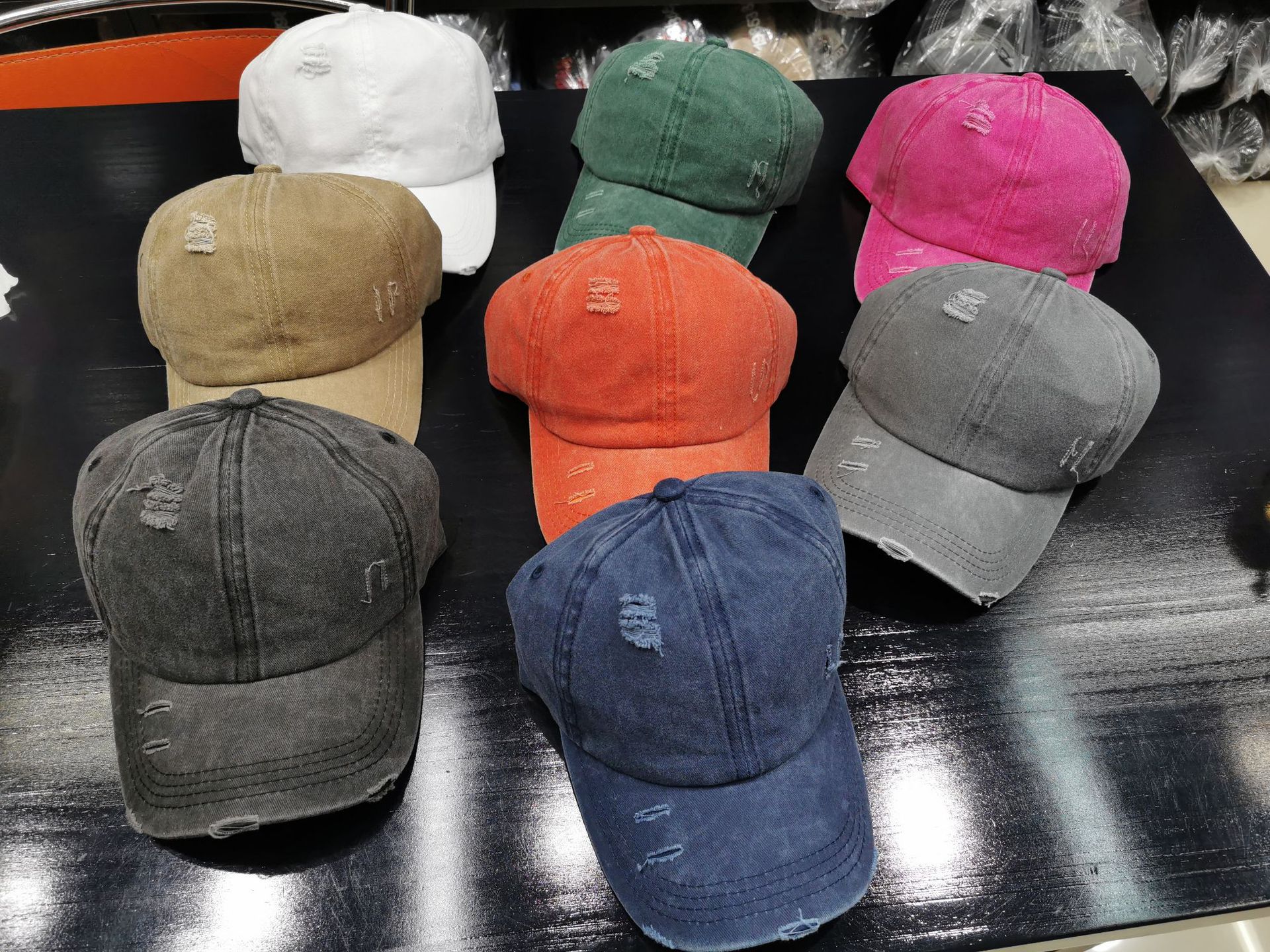 New washed hole cross soft cap