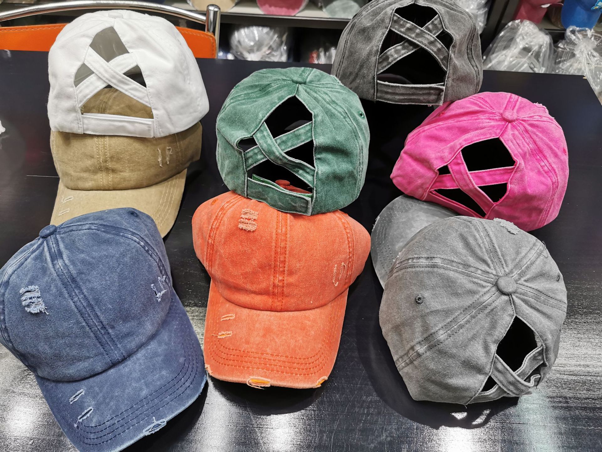 New washed hole cross soft cap