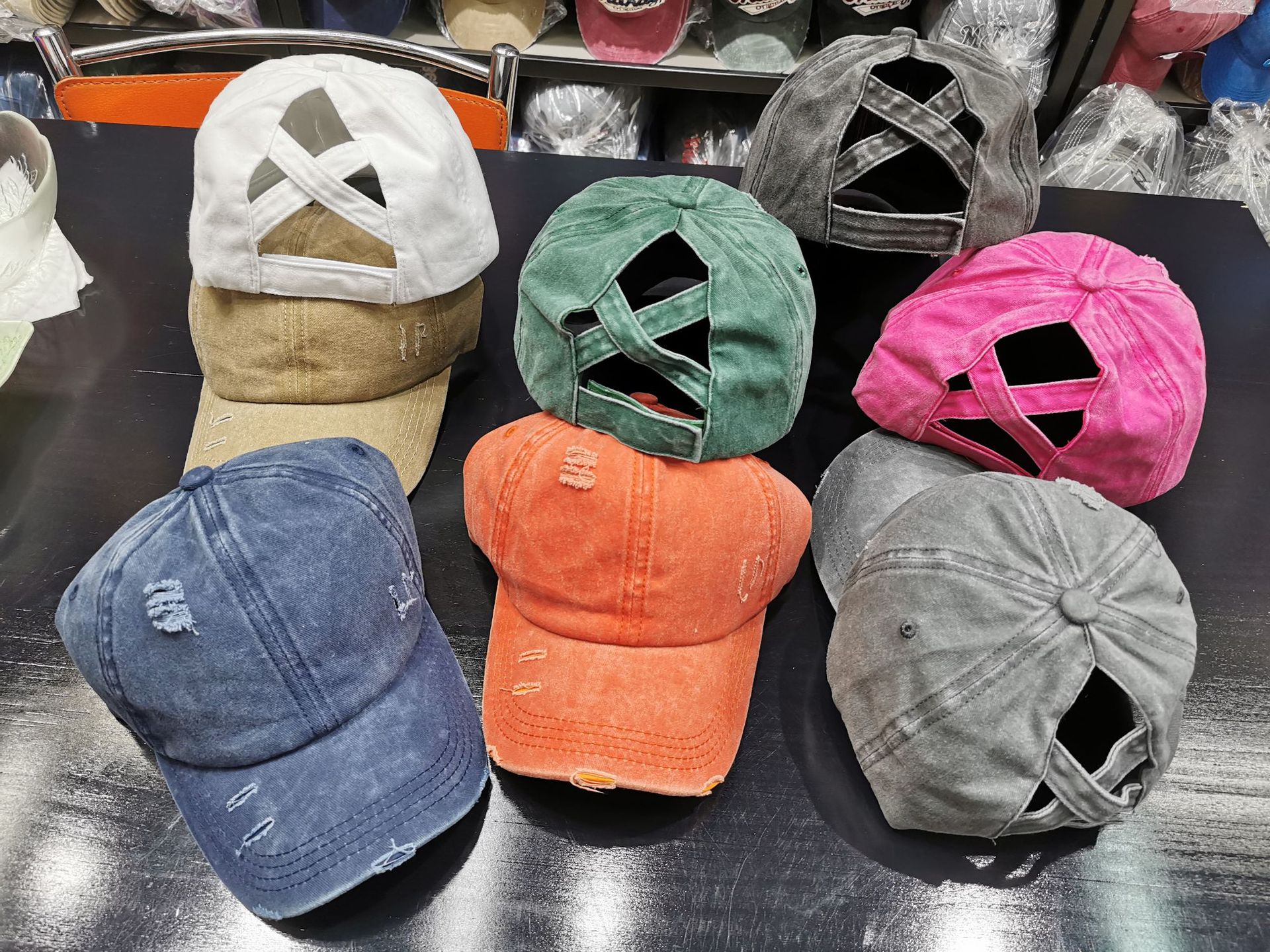 New washed hole cross soft cap