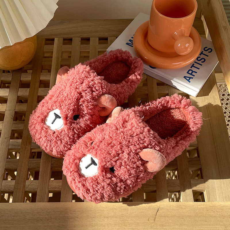 Non-slip thick soled warm couple soft soled month shoes