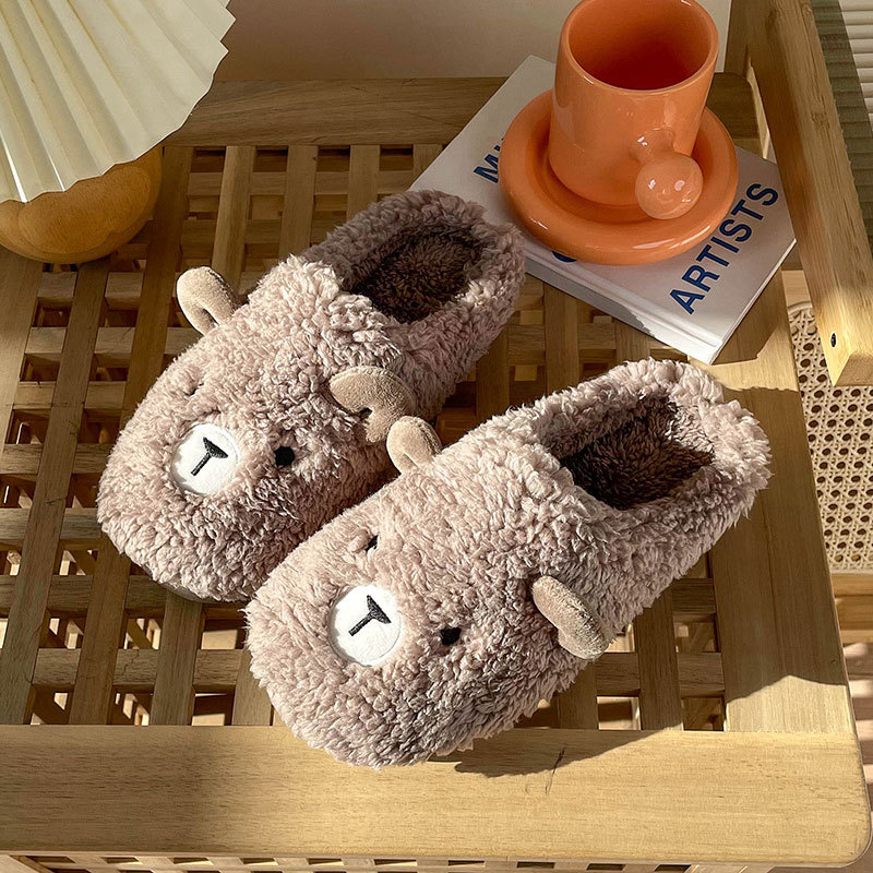 Non-slip thick soled warm couple soft soled month shoes