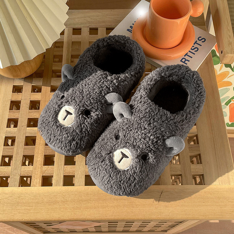 Non-slip thick soled warm couple soft soled month shoes