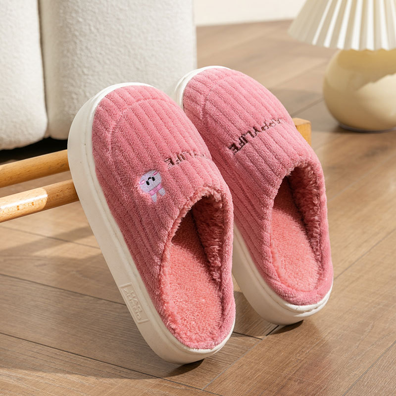 Non-slip thick soled warm couple soft soled month shoes
