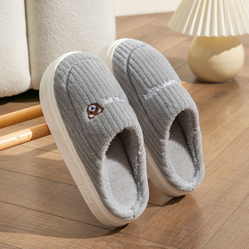 Non-slip thick soled warm couple soft soled month shoes