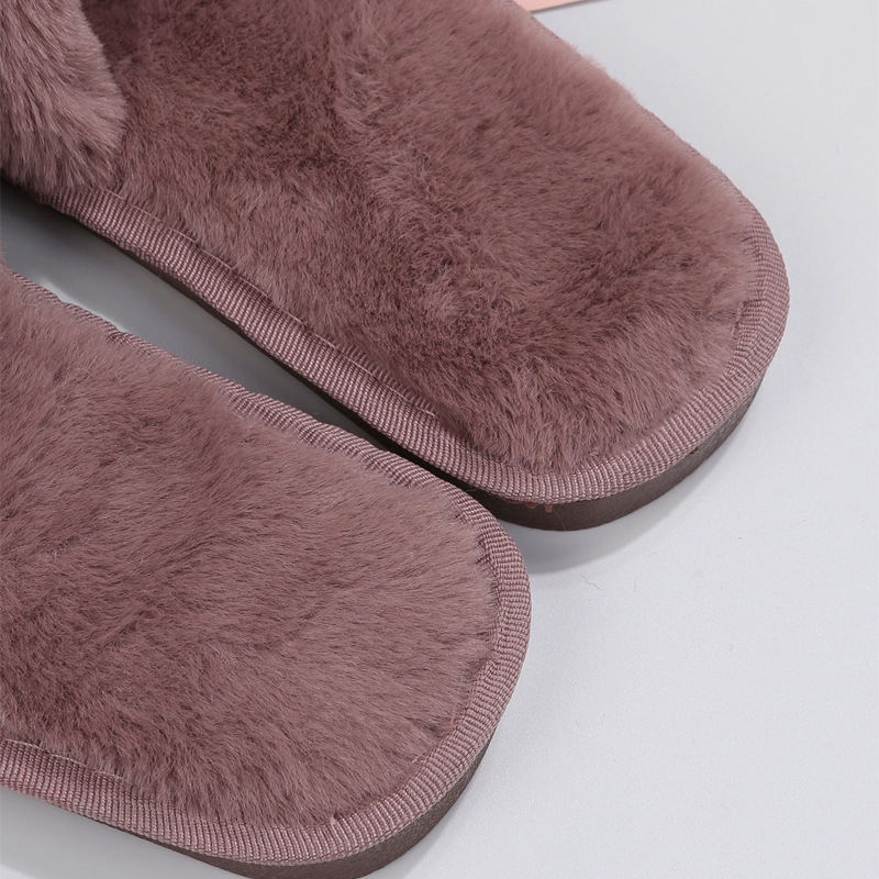 One word flat plush slippers cotton slippers home wholesale