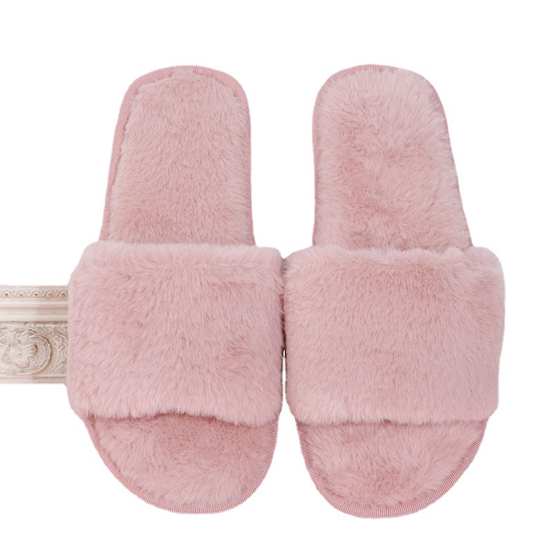 One word flat plush slippers cotton slippers home wholesale