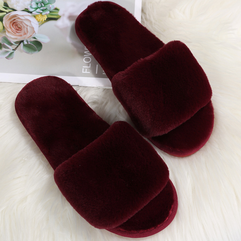 One word flat plush slippers cotton slippers home wholesale