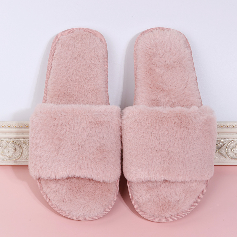 One word flat plush slippers cotton slippers home wholesale