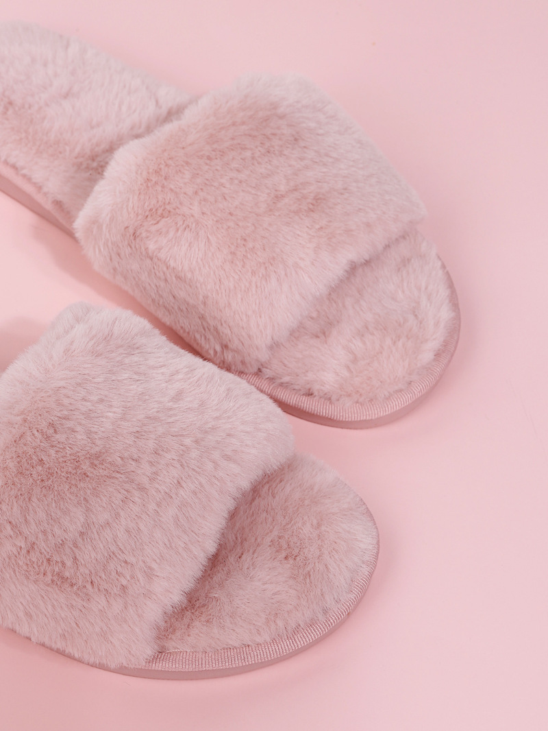 One word flat plush slippers cotton slippers home wholesale