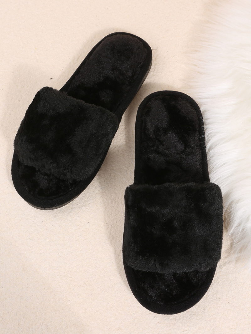 One word flat plush slippers cotton slippers home wholesale