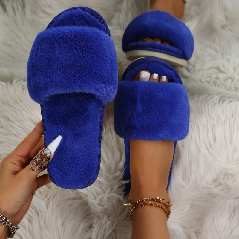 One word flat plush slippers cotton slippers home wholesale