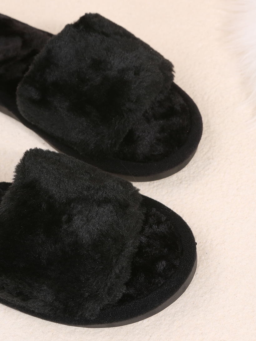 One word flat plush slippers cotton slippers home wholesale