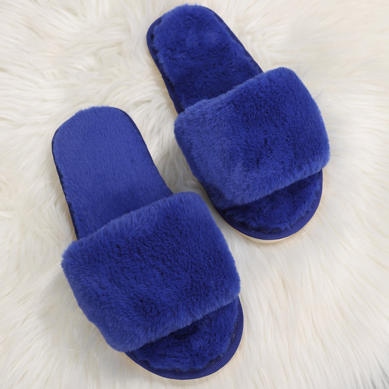 One word flat plush slippers cotton slippers home wholesale