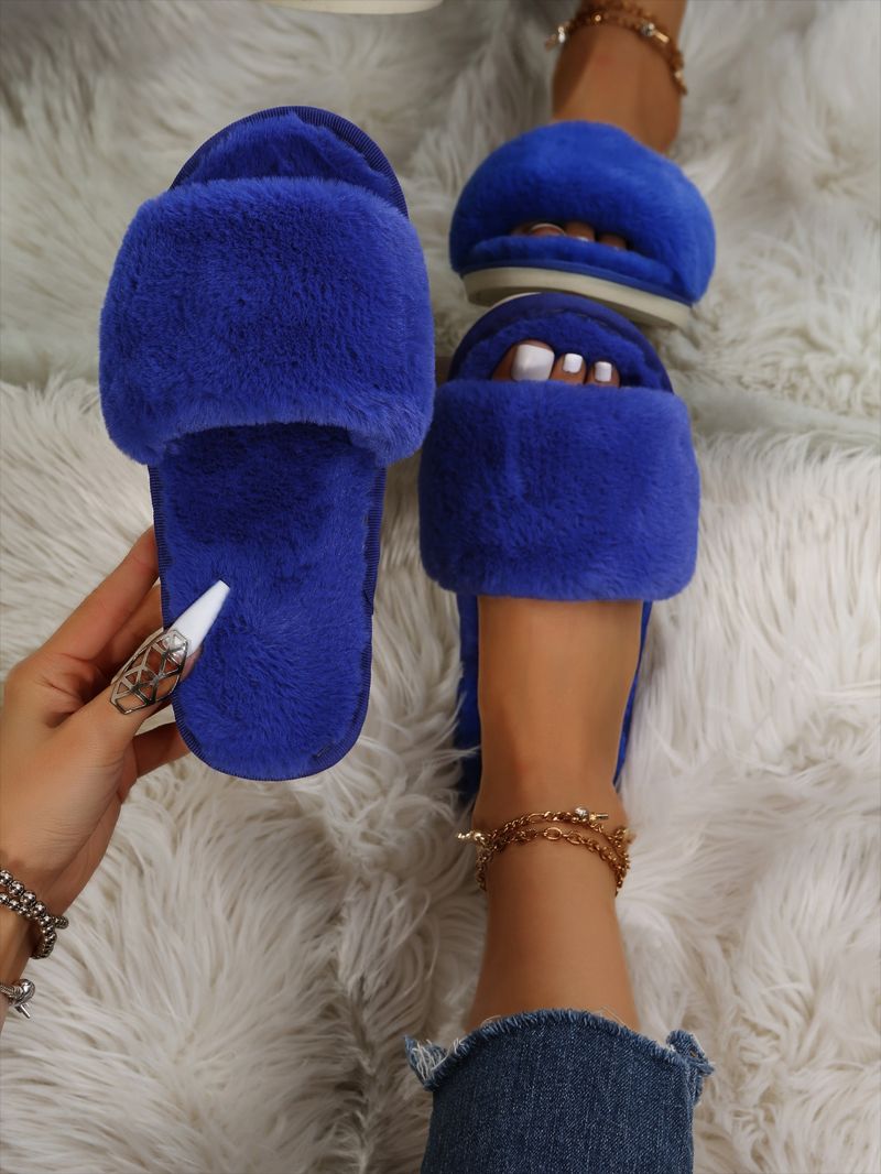 One word flat plush slippers cotton slippers home wholesale