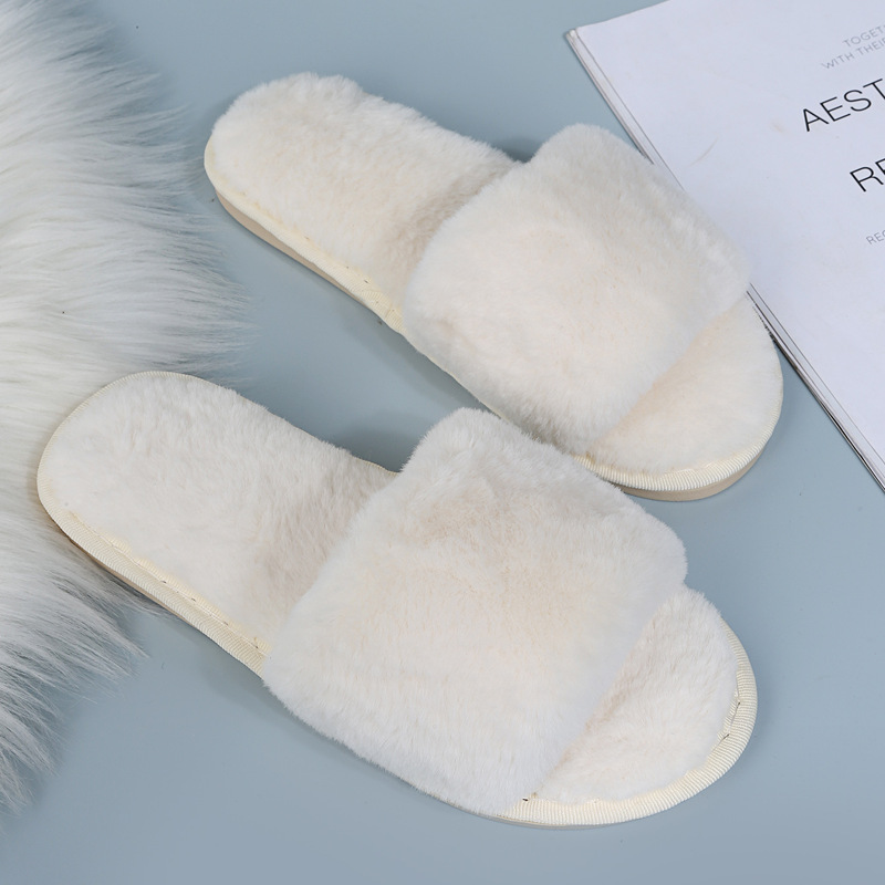 One word flat plush slippers cotton slippers home wholesale