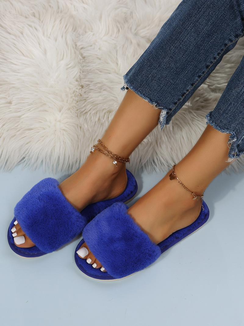 One word flat plush slippers cotton slippers home wholesale