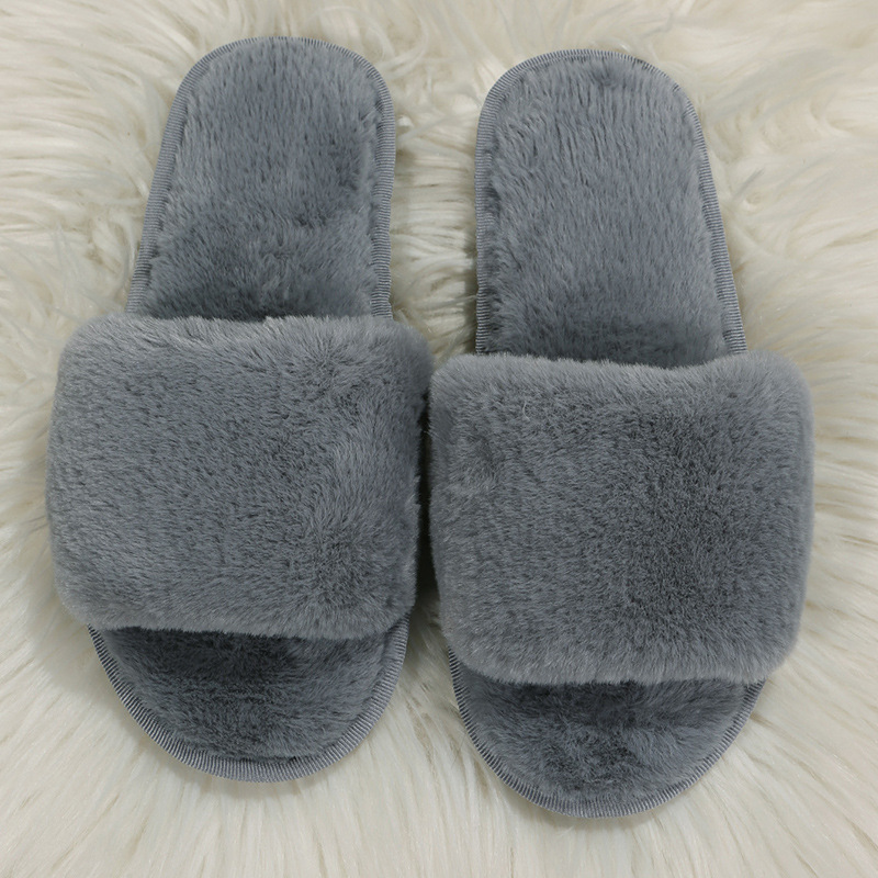 One word flat plush slippers cotton slippers home wholesale