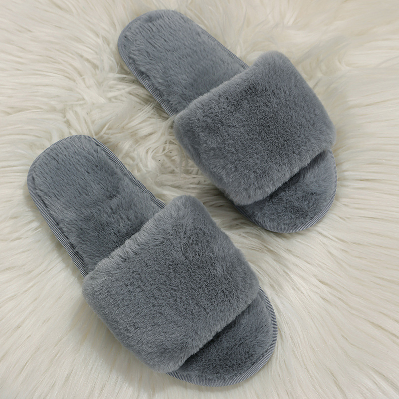 One word flat plush slippers cotton slippers home wholesale