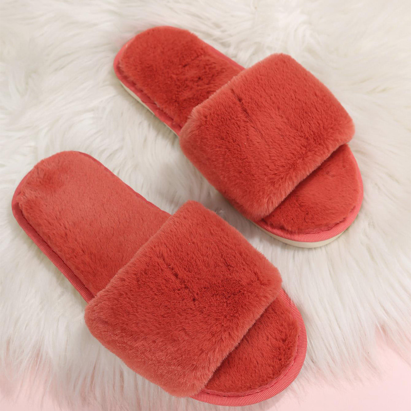 One word flat plush slippers cotton slippers home wholesale