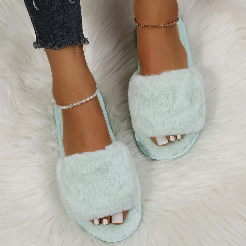 One word flat plush slippers cotton slippers home wholesale
