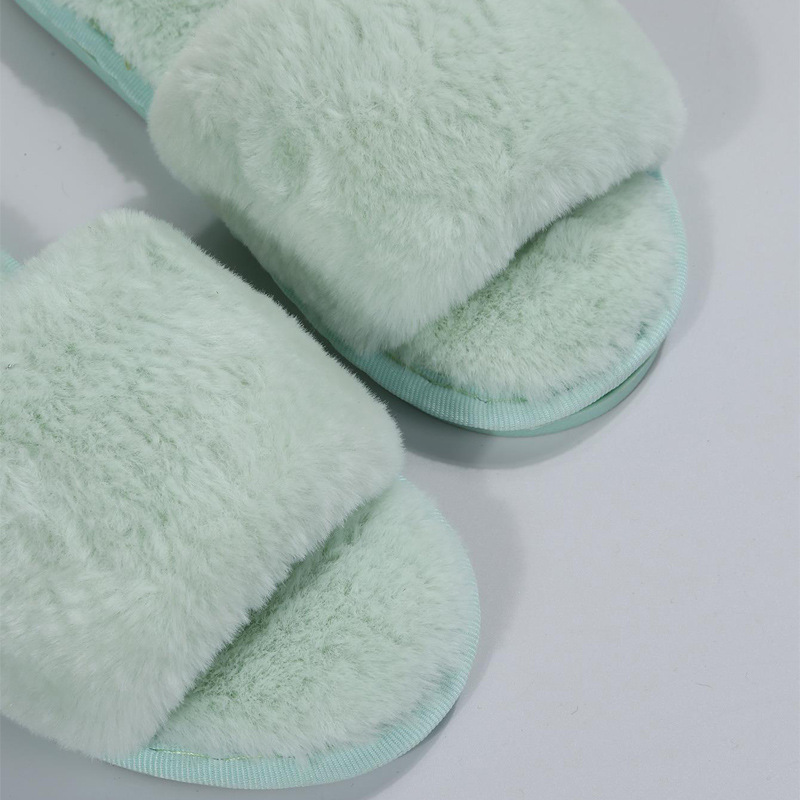 One word flat plush slippers cotton slippers home wholesale