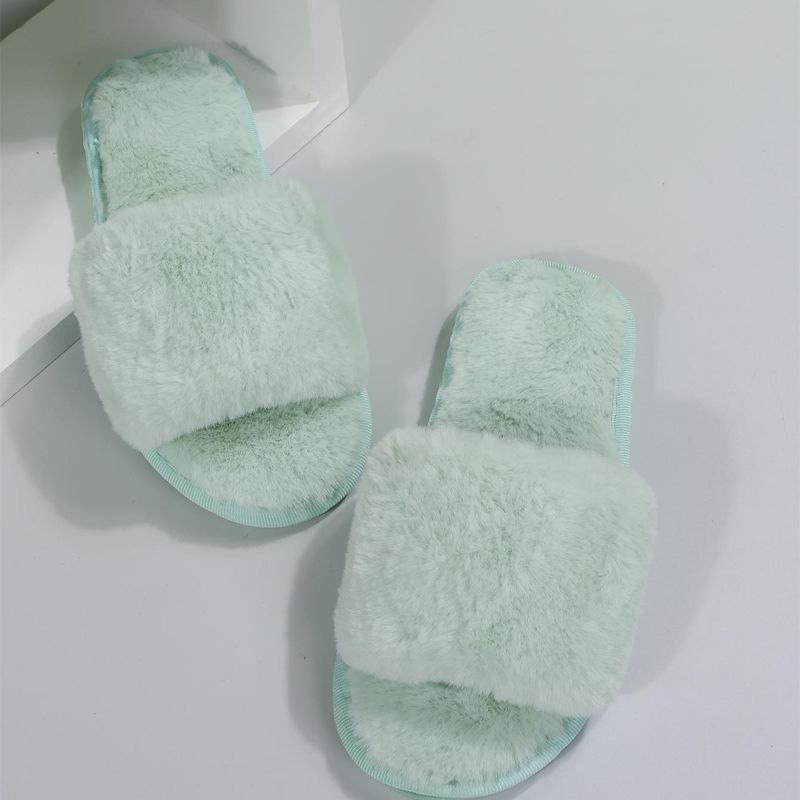 One word flat plush slippers cotton slippers home wholesale