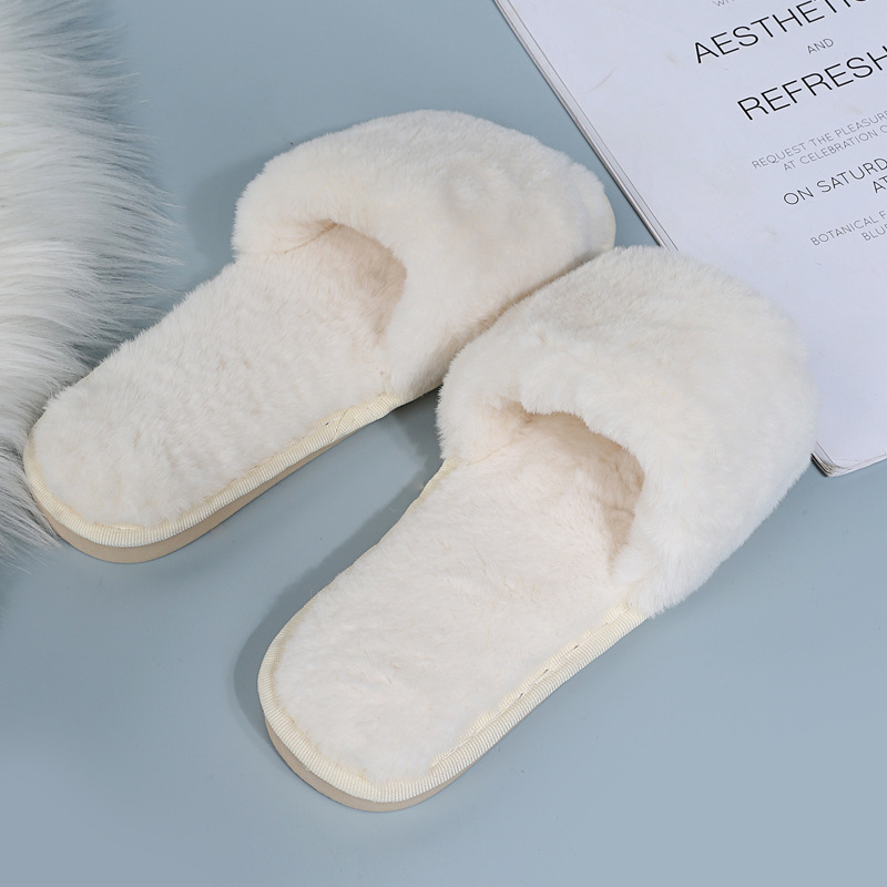 One word flat plush slippers cotton slippers home wholesale
