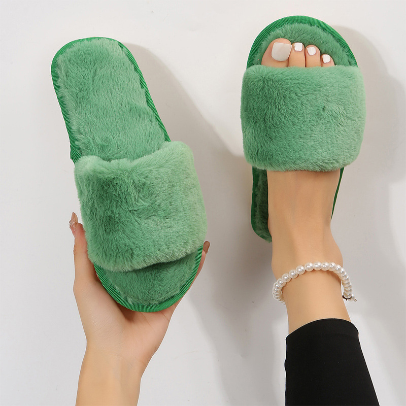 One word flat plush slippers cotton slippers home wholesale