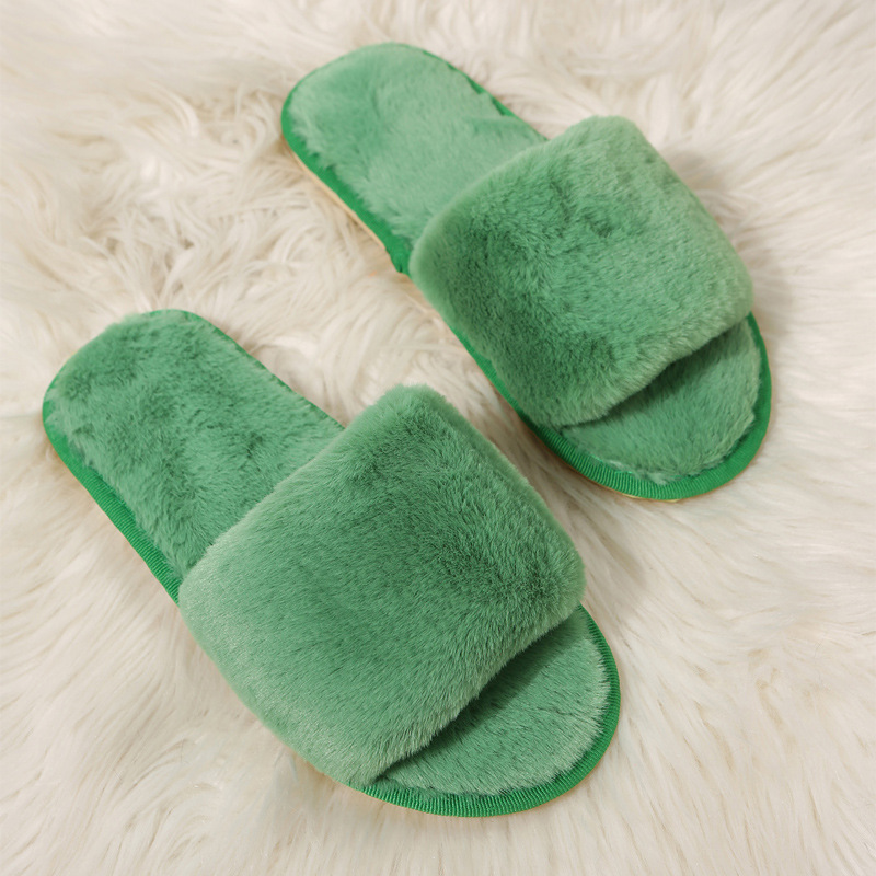 One word flat plush slippers cotton slippers home wholesale