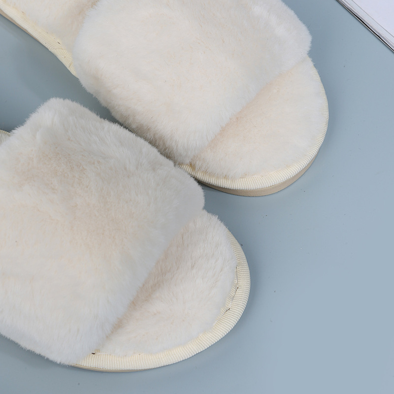 One word flat plush slippers cotton slippers home wholesale