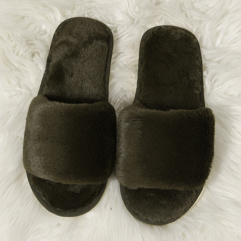 One word flat plush slippers cotton slippers home wholesale