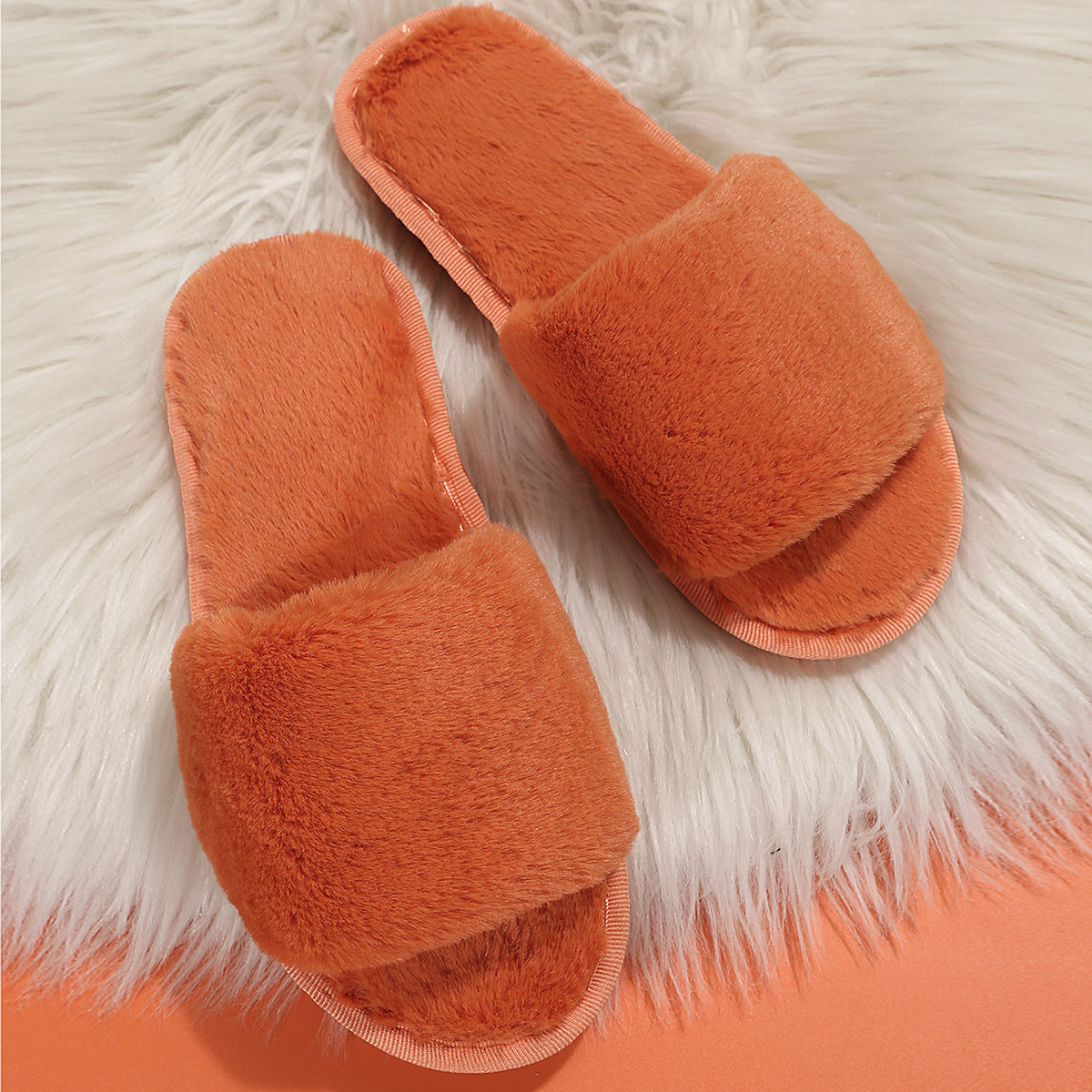 One word flat plush slippers cotton slippers home wholesale