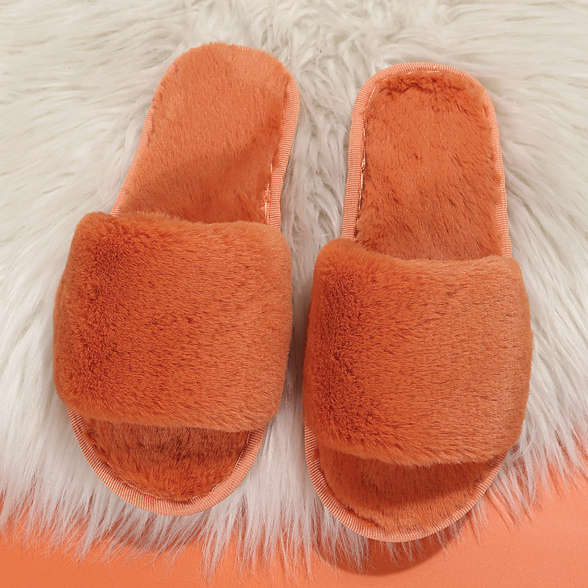 One word flat plush slippers cotton slippers home wholesale