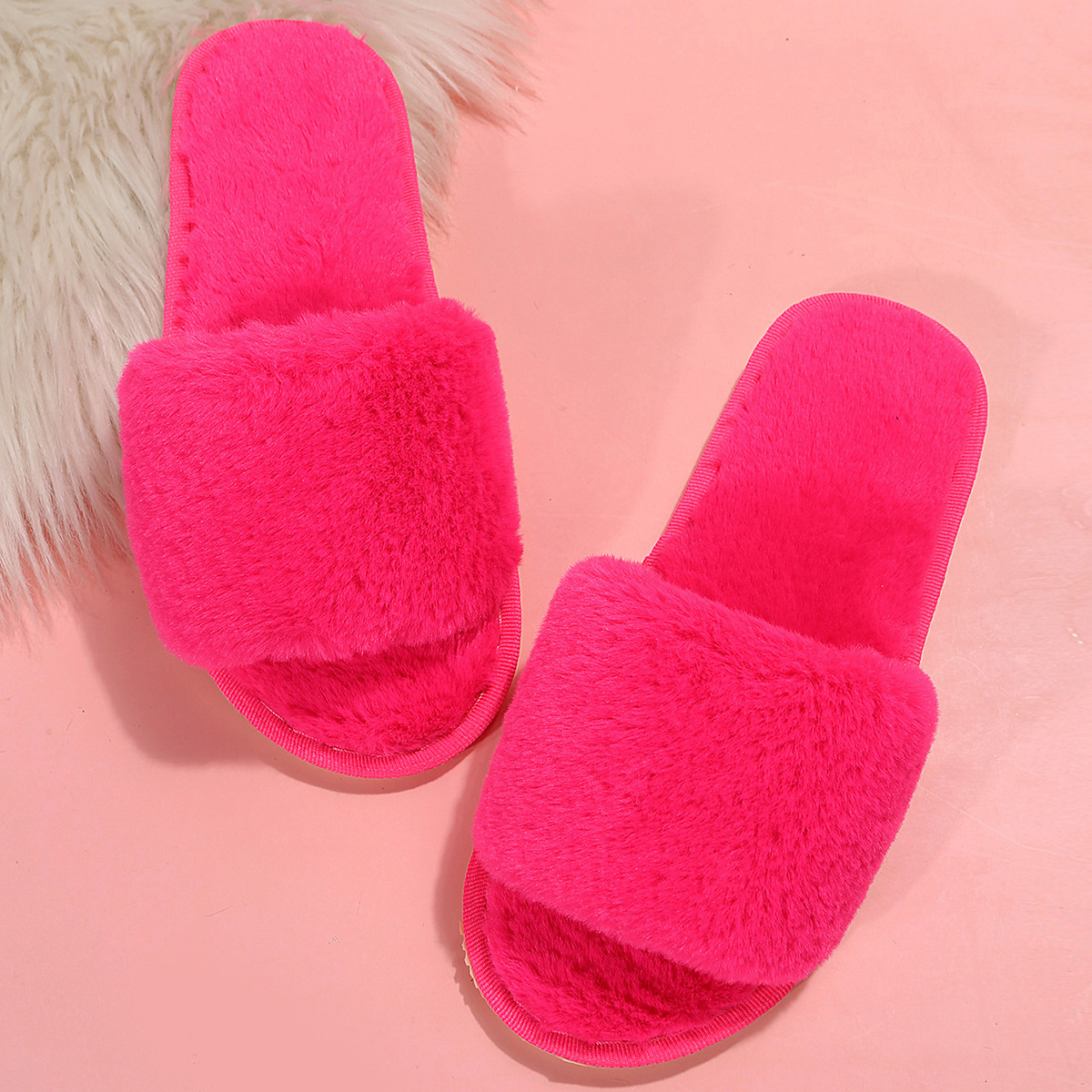 One word flat plush slippers cotton slippers home wholesale