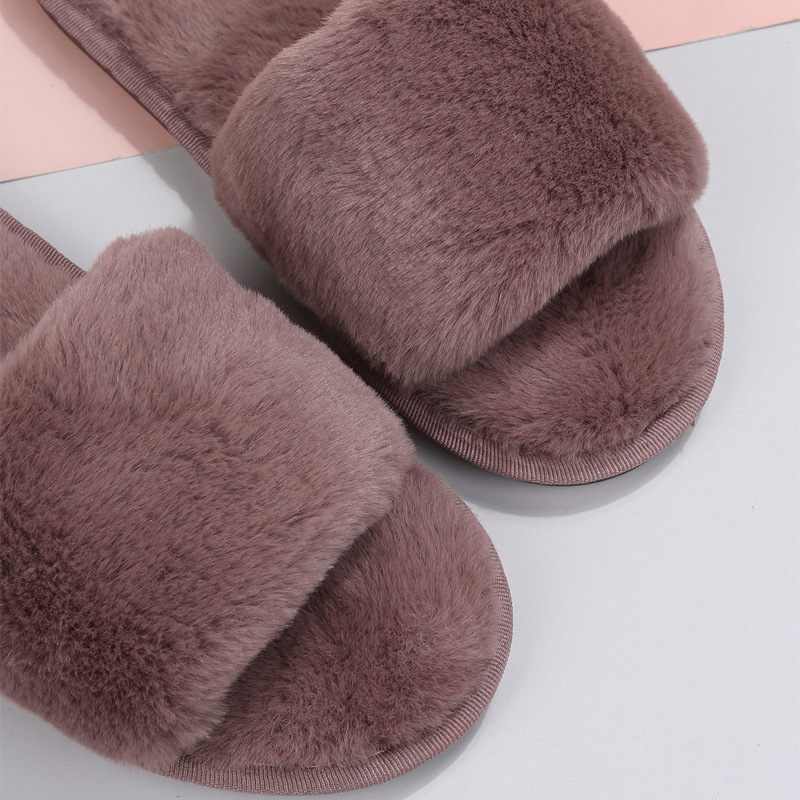 One word flat plush slippers cotton slippers home wholesale
