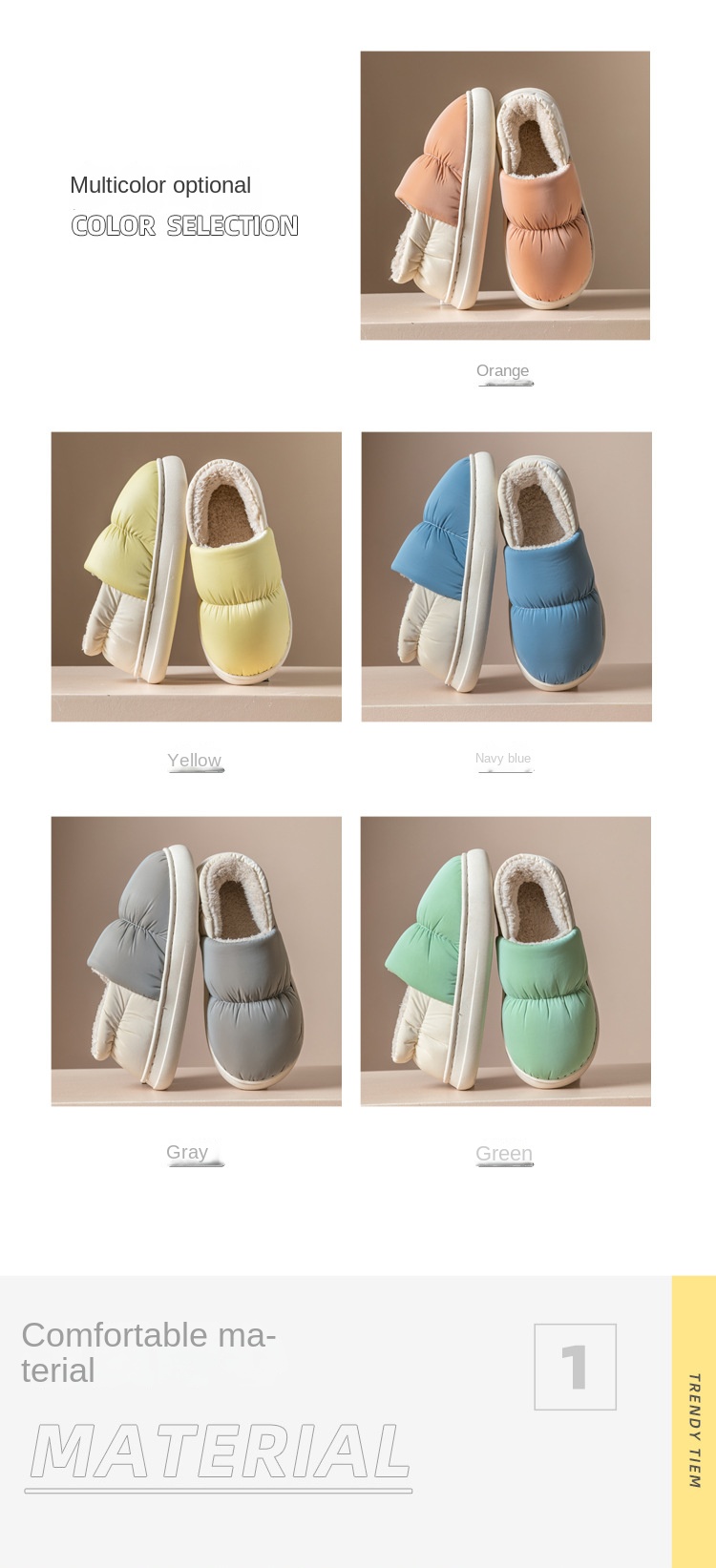 Padded down slippers for couples