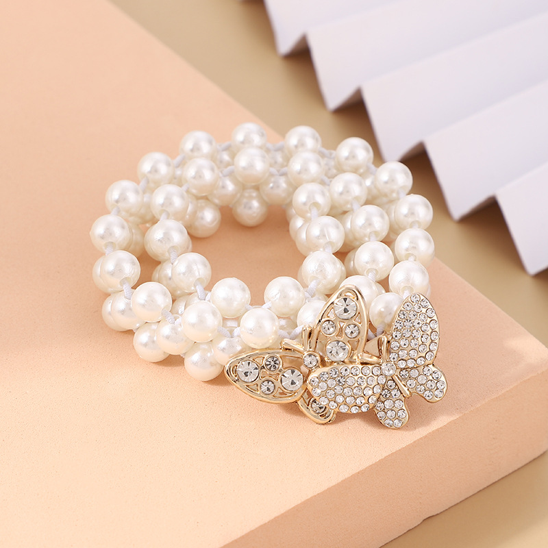 Pearl woven bow buckle thin waist belt