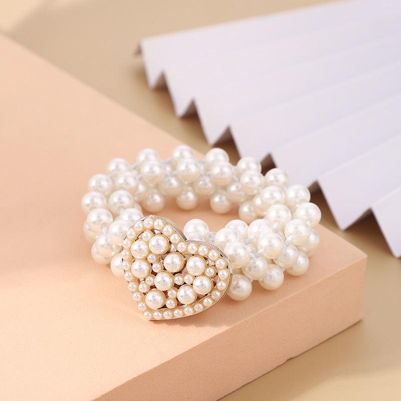 Pearl woven bow buckle thin waist belt