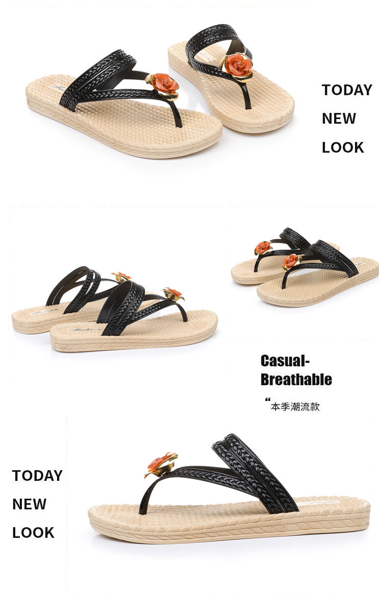 Plastic flip-flops with flowers
