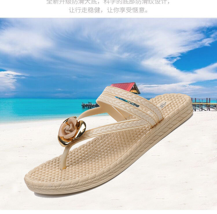 Plastic flip-flops with flowers