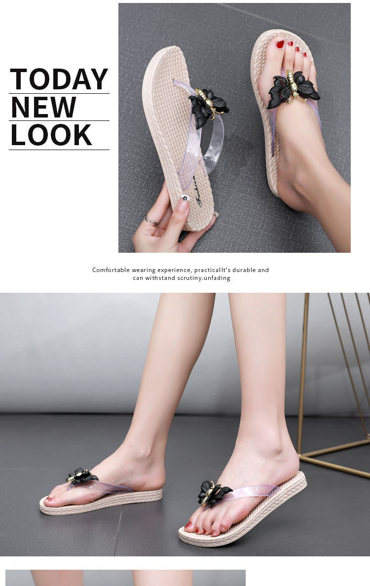 Plastic flip-flops with flowers