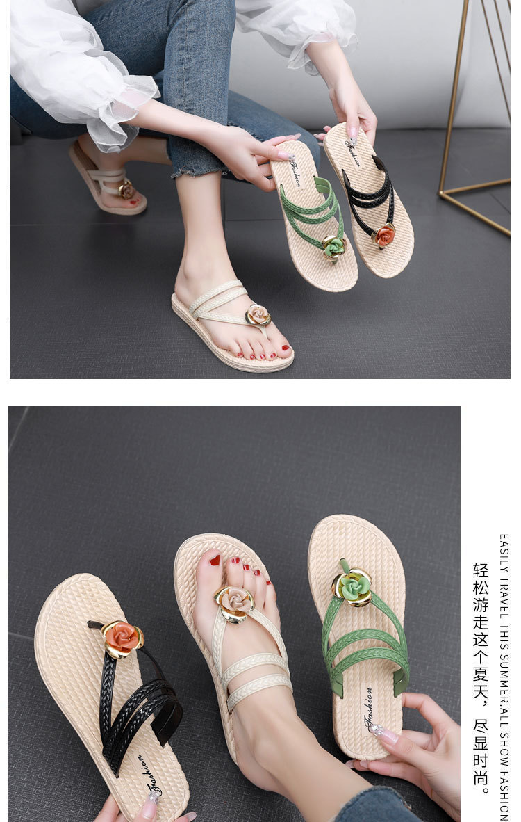 Plastic flip-flops with flowers