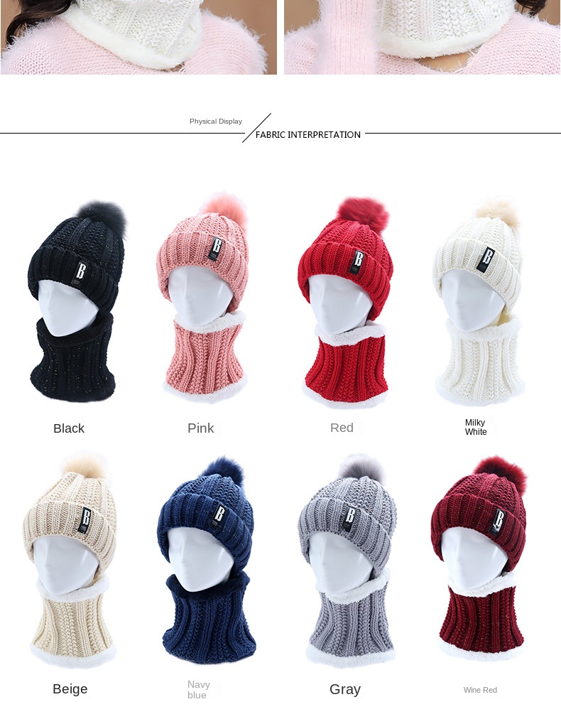 Plus fleece hat cute ladies knit hat for autumn and winter