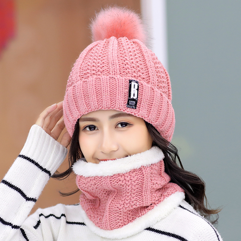 Plus fleece hat cute ladies knit hat for autumn and winter