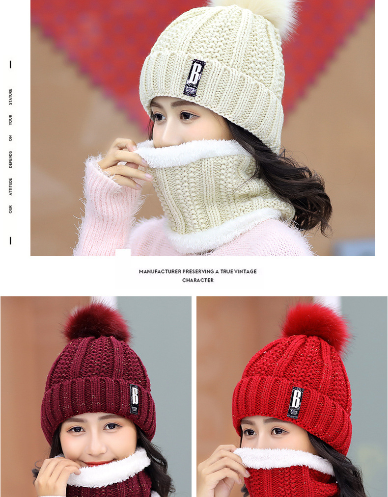 Plus fleece hat cute ladies knit hat for autumn and winter