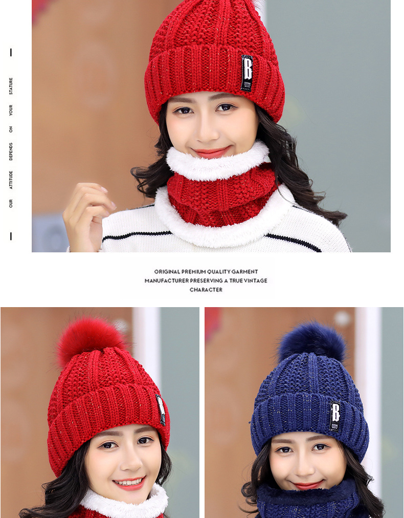 Plus fleece hat cute ladies knit hat for autumn and winter