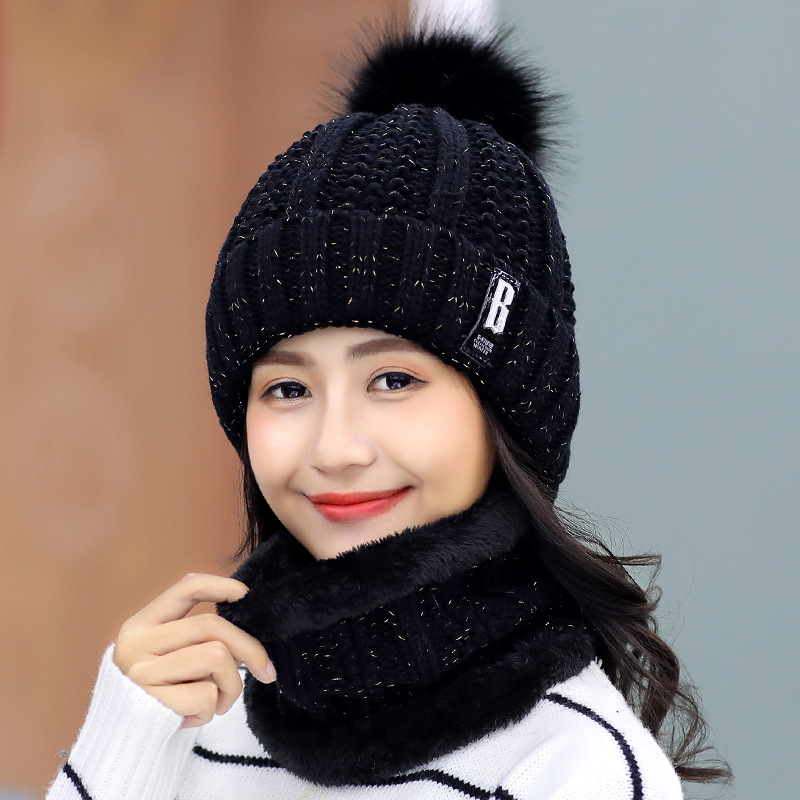 Plus fleece hat cute ladies knit hat for autumn and winter