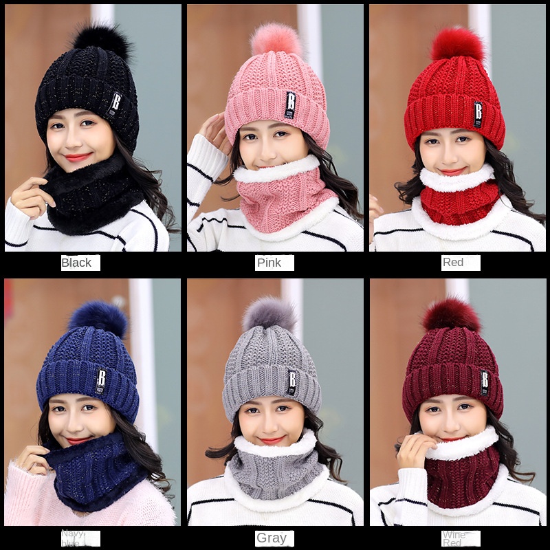 Plus fleece hat cute ladies knit hat for autumn and winter